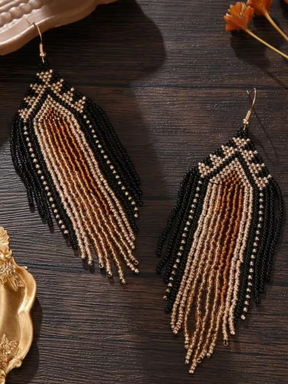 Unique Western Beaded Earrings - Picture 2 of 5